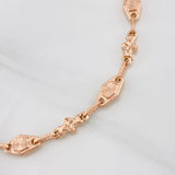 Pulso Rustico Eslabón Flor 4.5g / 19.6cm / 6.1mm Oro Rosa 18K