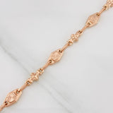 Pulso Rustico Eslabón Flor 4.5g / 19.6cm / 6.1mm Oro Rosa 18K