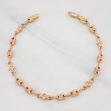 Pulso Rustico Eslabón Ovalado 4.75g / 20cm / 4.5mm Oro Amarillo/Oro Rosa 18K