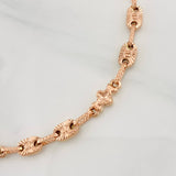 Pulso Rustico Eslabón Ovalado 4.75g / 20cm / 4.5mm Oro Amarillo/Oro Rosa 18K