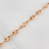 Pulso Rustico Eslabón Ovalado 4.75g / 20cm / 4.5mm Oro Amarillo/Oro Rosa 18K