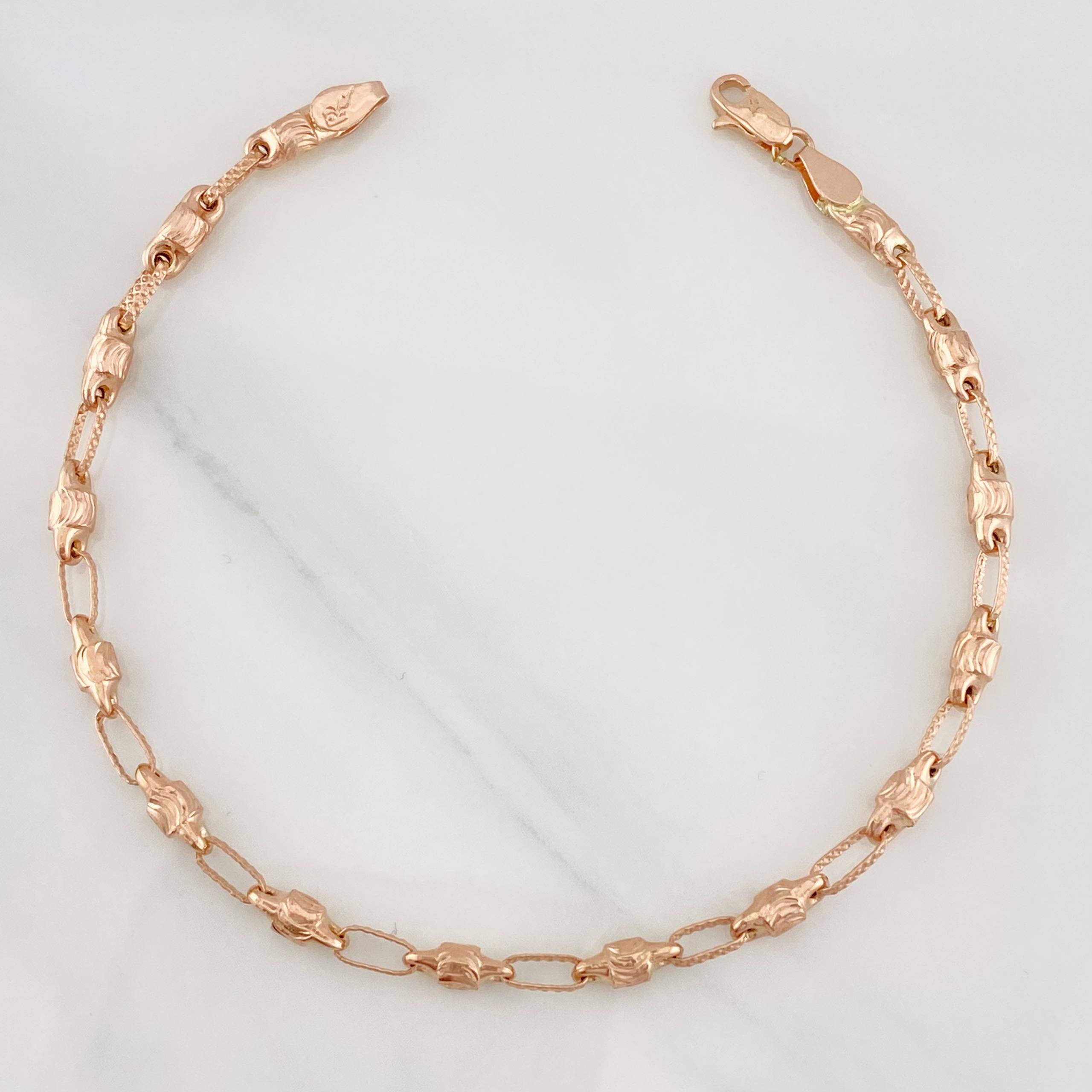 Pulso Rustico Cilindro 4.5g / 20cm / 3.34mm Oro Rosa 18K