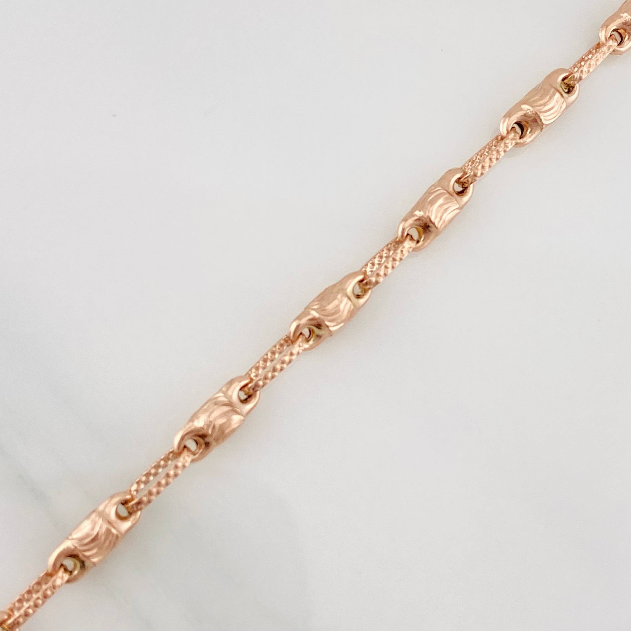 Pulso Rustico Cilindro 4.5g / 20cm / 3.34mm Oro Rosa 18K
