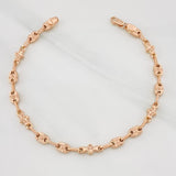 Pulso Rustico Eslabón Ovalado 4.8g / 21cm / 4.4mm Oro Rosa 18K