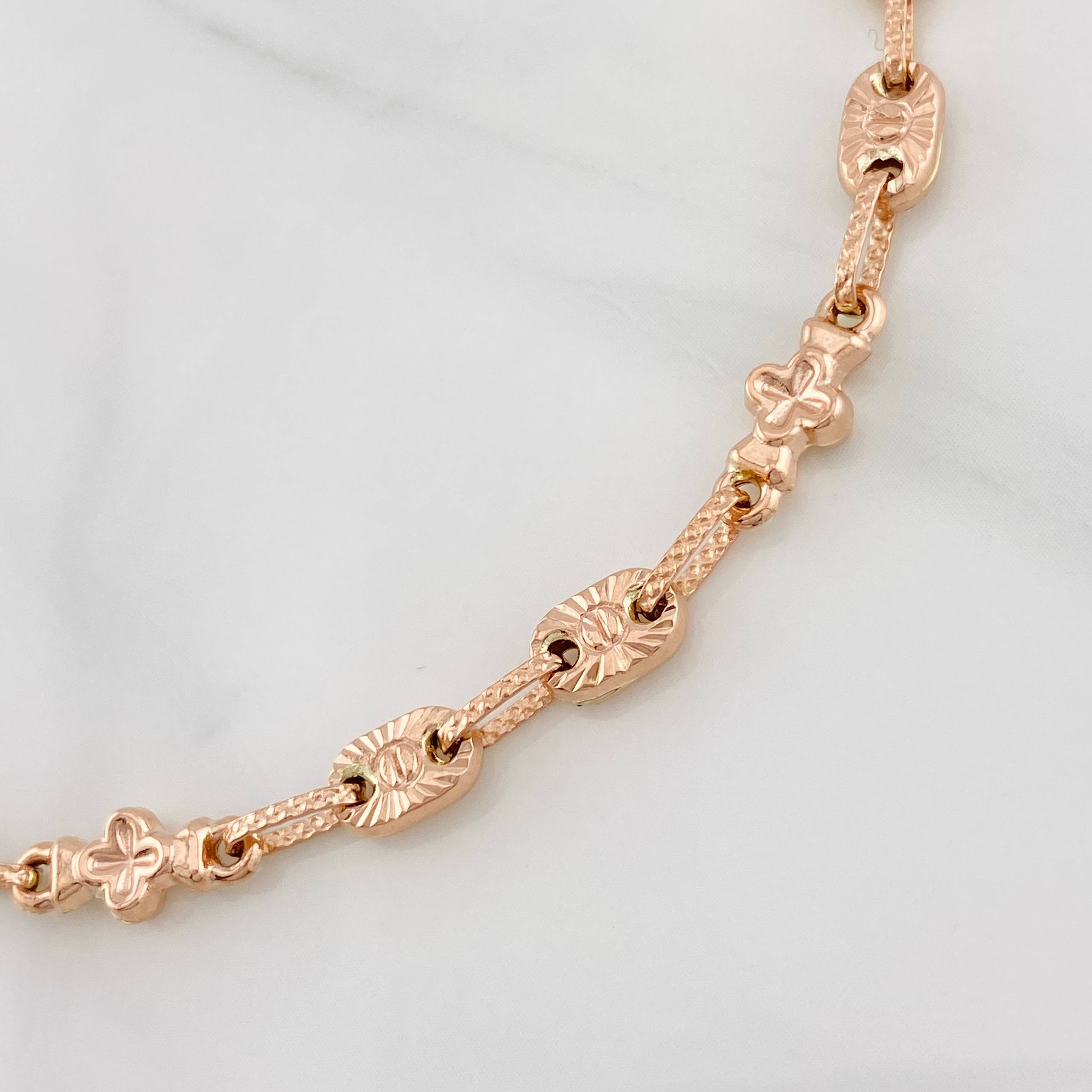 Pulso Rustico Eslabón Ovalado 4.8g / 21cm / 4.4mm Oro Rosa 18K