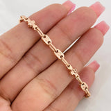 Pulso Rustico Eslabón Ovalado 4.8g / 21cm / 4.4mm Oro Rosa 18K