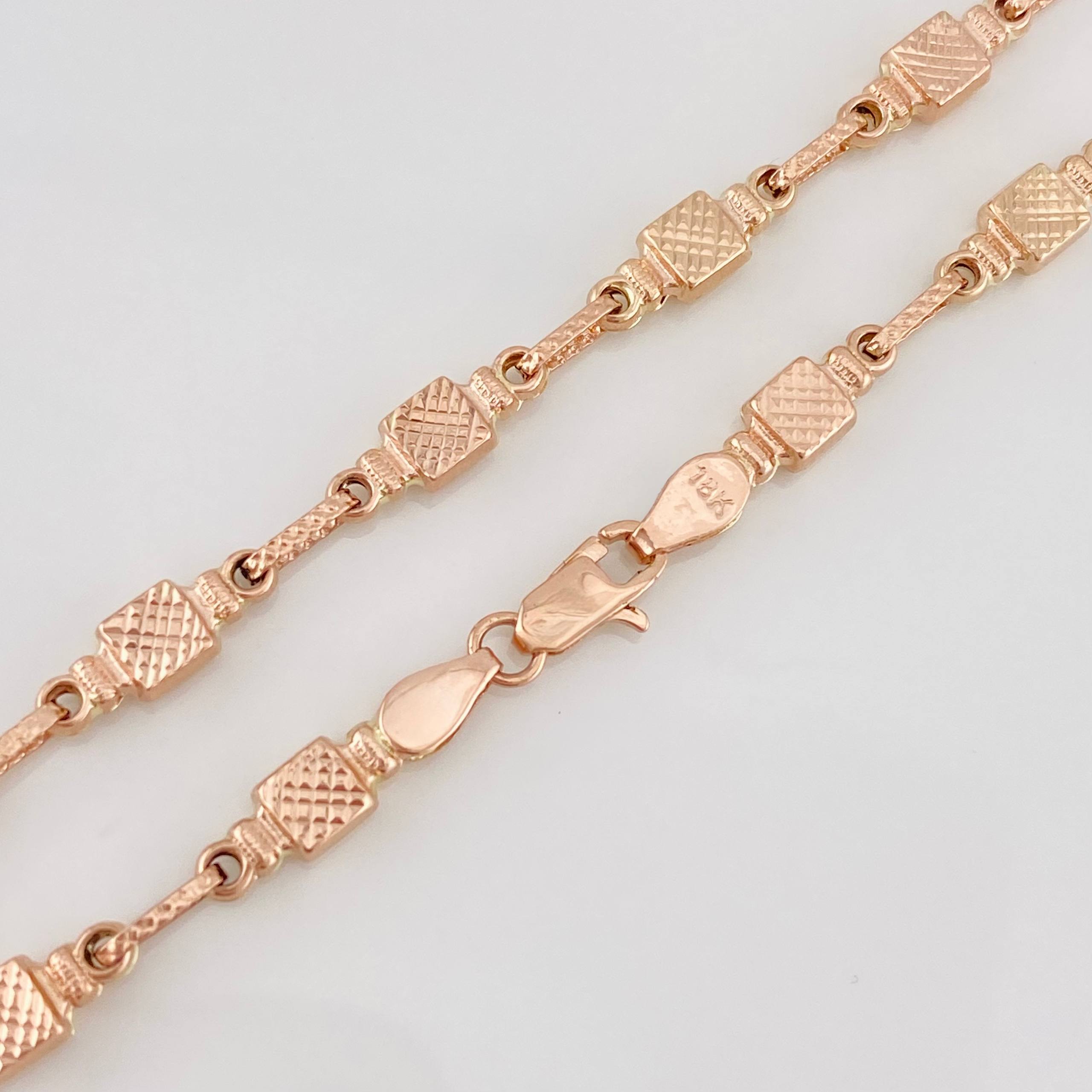 Cadena Rustica Cuadrada 12.3g / 60cm / 4.42mm Oro Rosa 18K