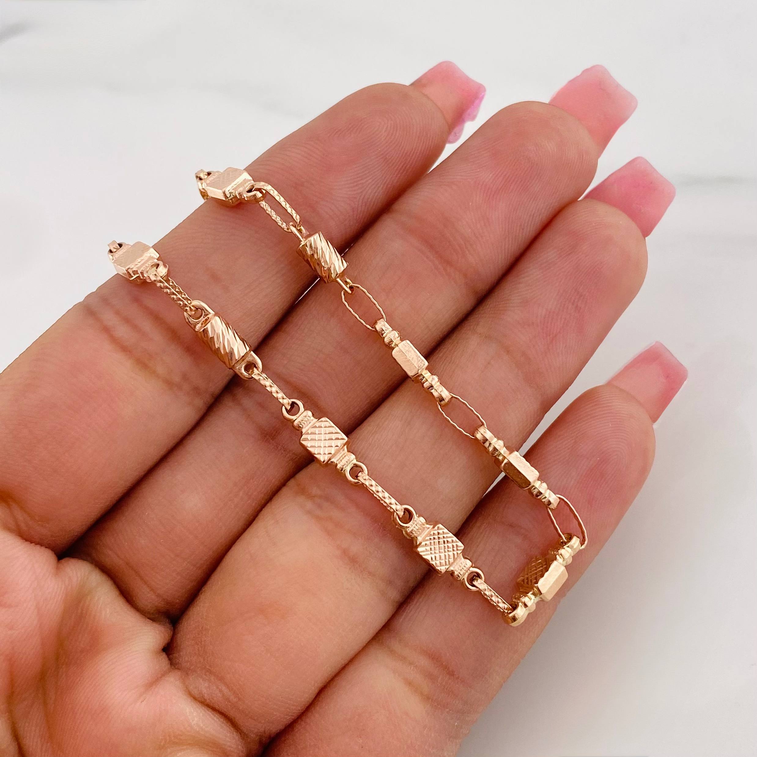 Cadena Rustica Cuadrada 12.3g / 60cm / 4.42mm Oro Rosa 18K