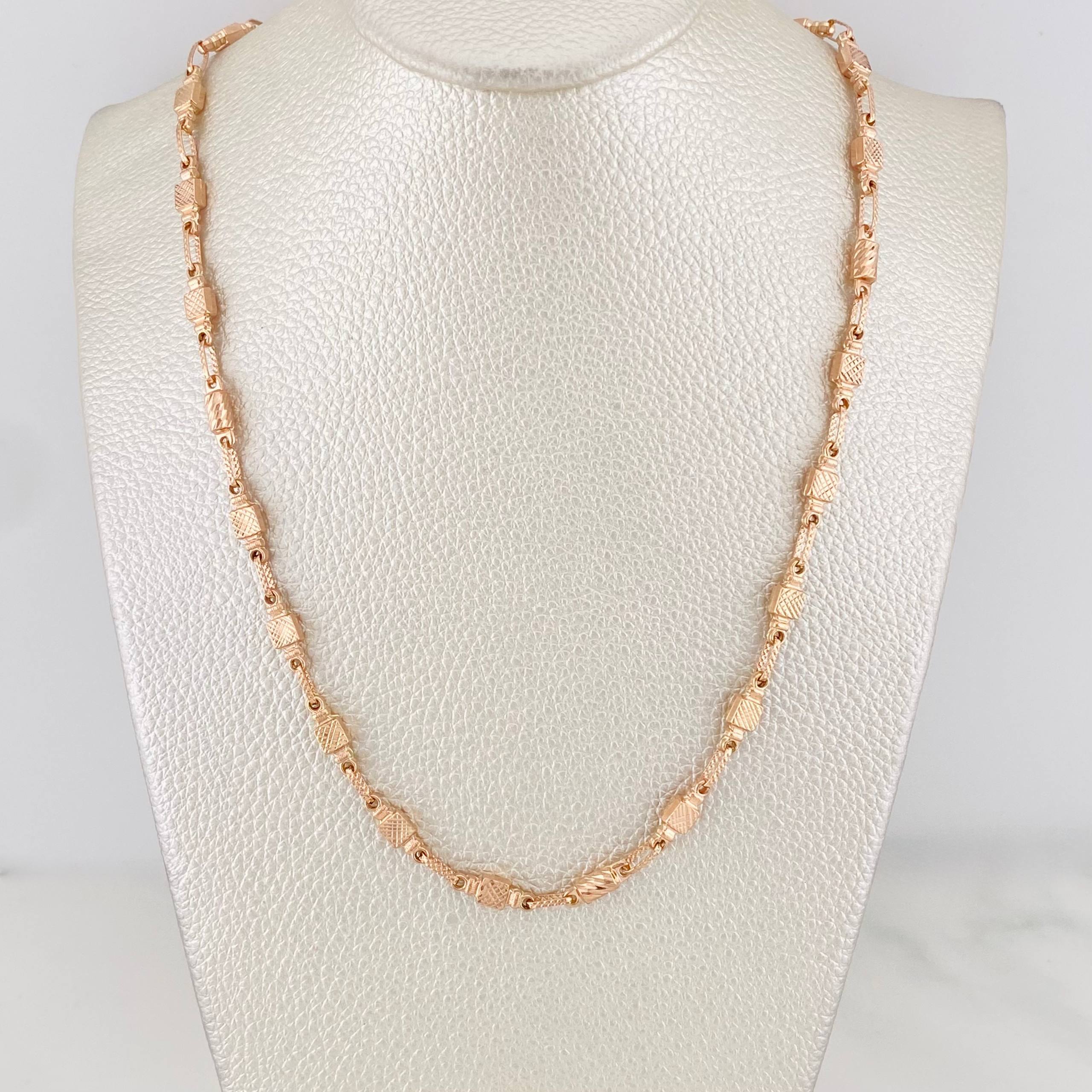 Cadena Rustica Cuadrada 12.15g / 60cm / 4.25mm Oro Rosa 18K