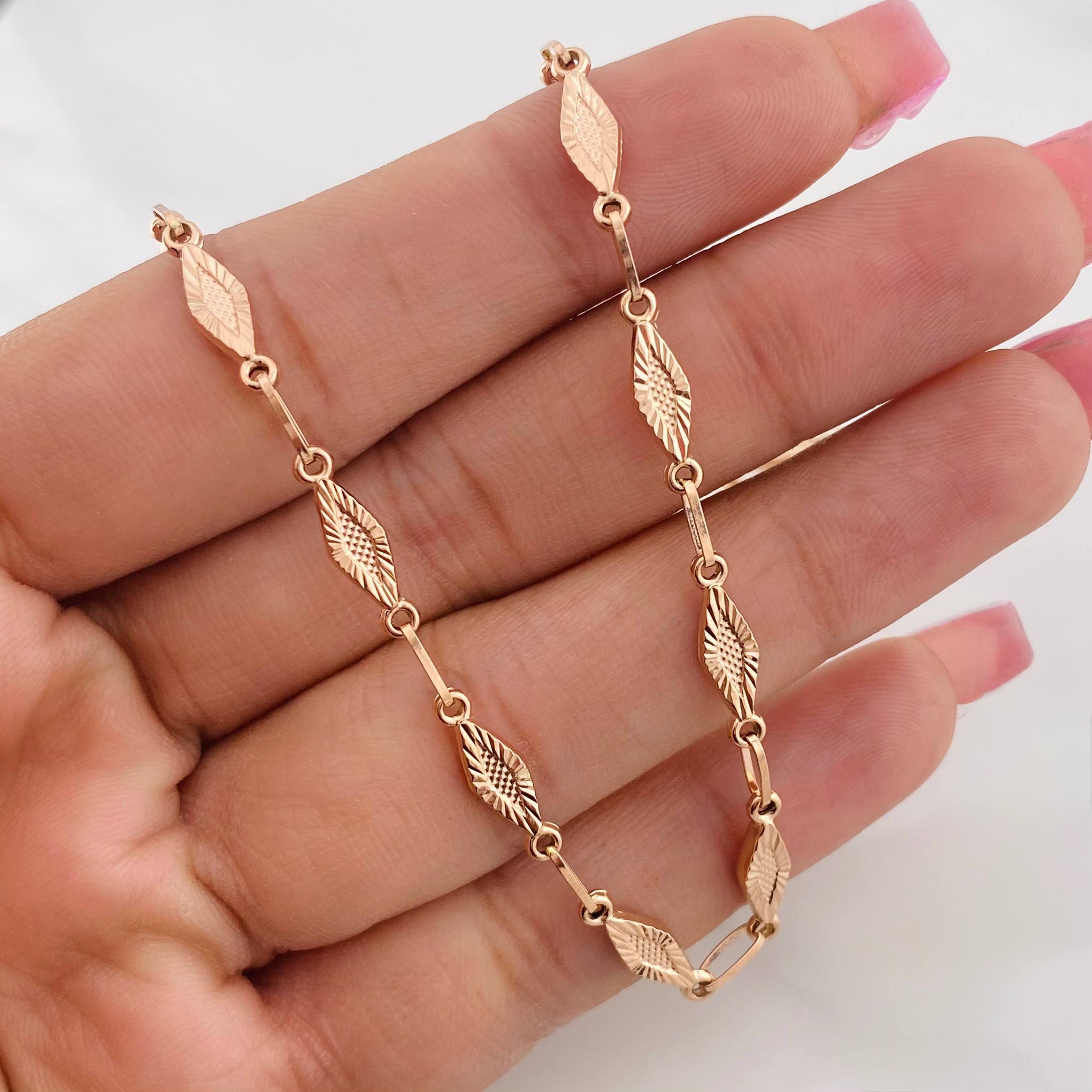 Cadena Rustica Eslabón 9.1g / 60cm / 4.37mm Oro Rosa 18K