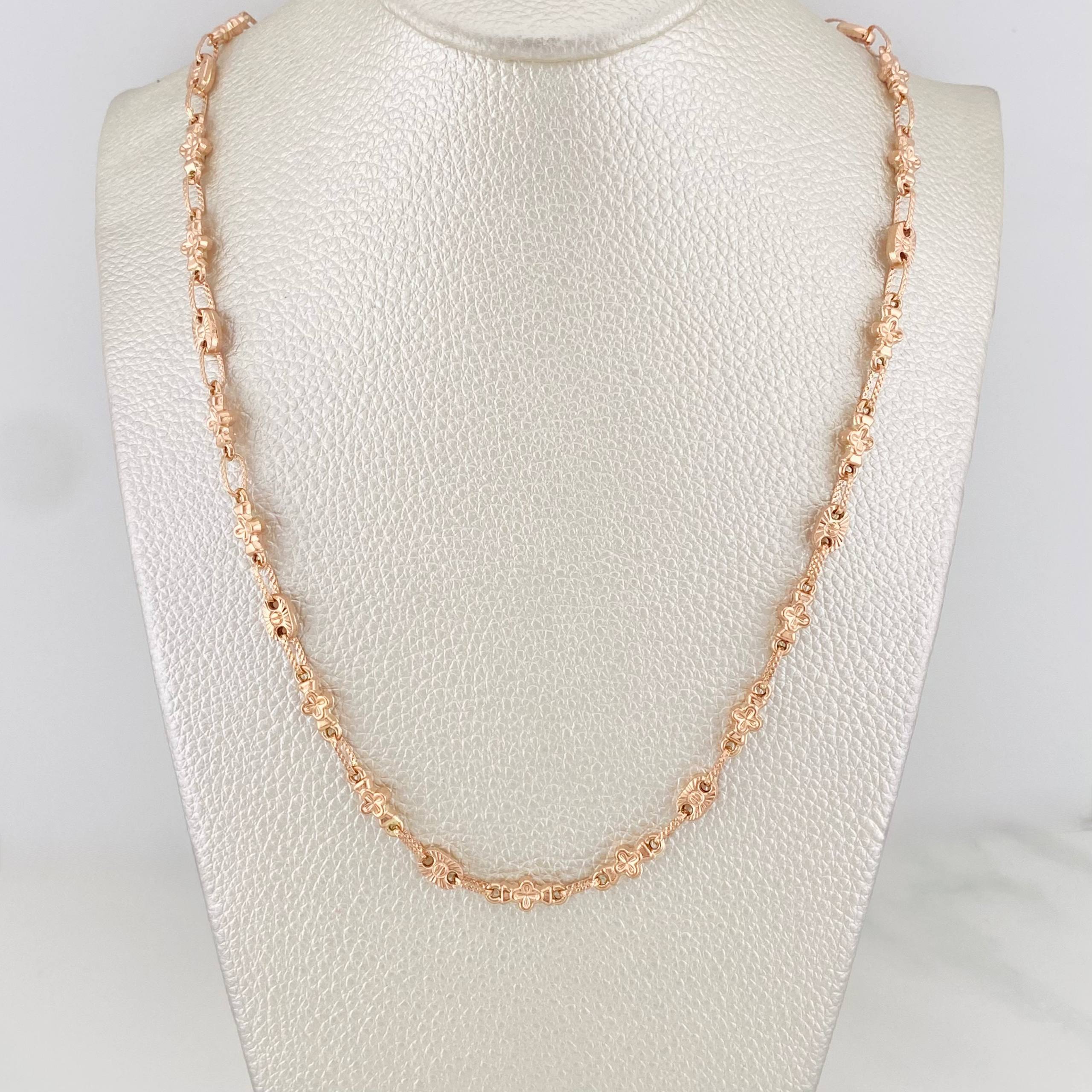 Cadena Rustica Flor 10.35g / 60cm / 4.9mm Oro Rosa 18K