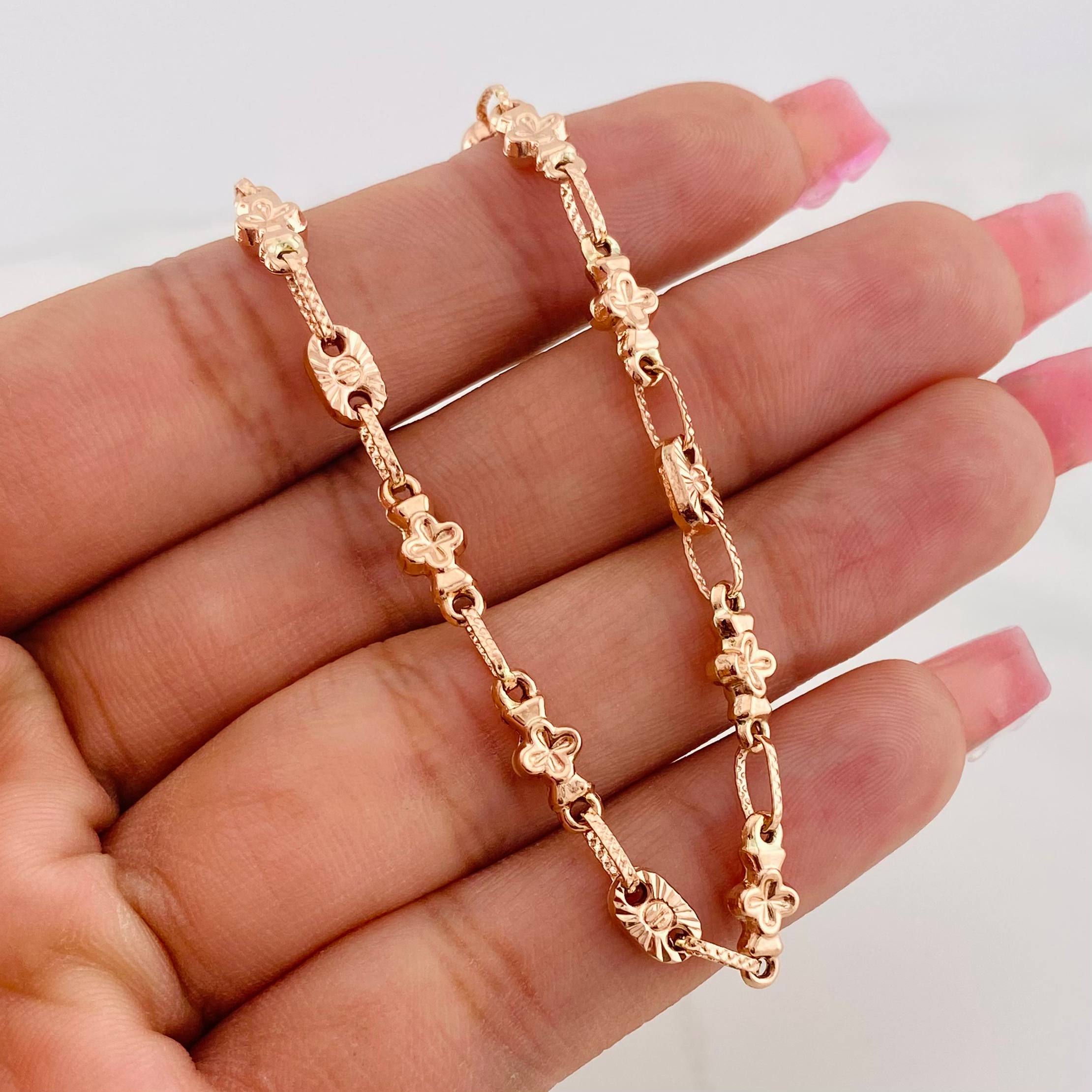 Cadena Rustica Eslabón 11g / 60cm / 4.44mm Oro Rosa 18K