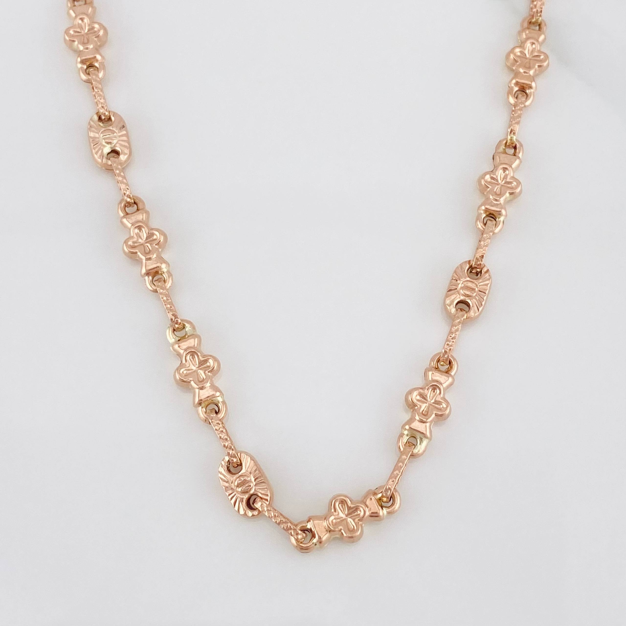Cadena Rustica Eslabón 11g / 60cm / 4.44mm Oro Rosa 18K