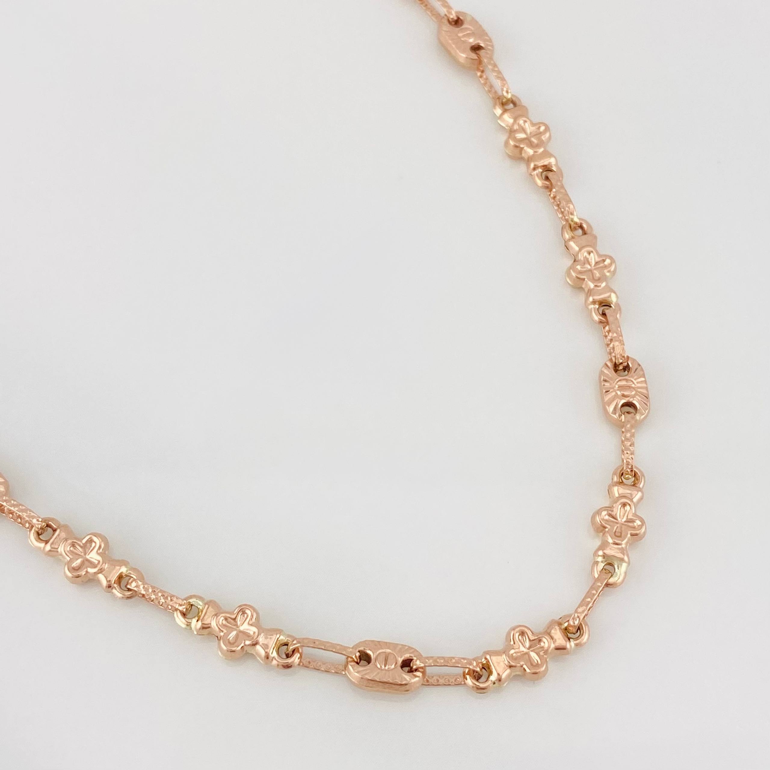 Cadena Rustica Flor 10.35g / 60cm / 4.9mm Oro Rosa 18K