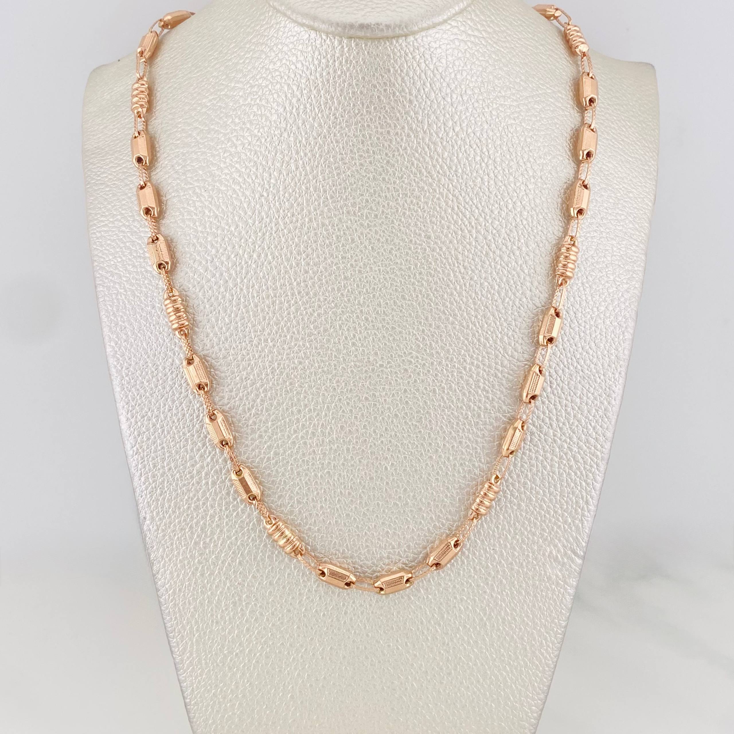 Cadena Rustica Barril 15g / 65cm / 4.8mm Oro Rosa 18K