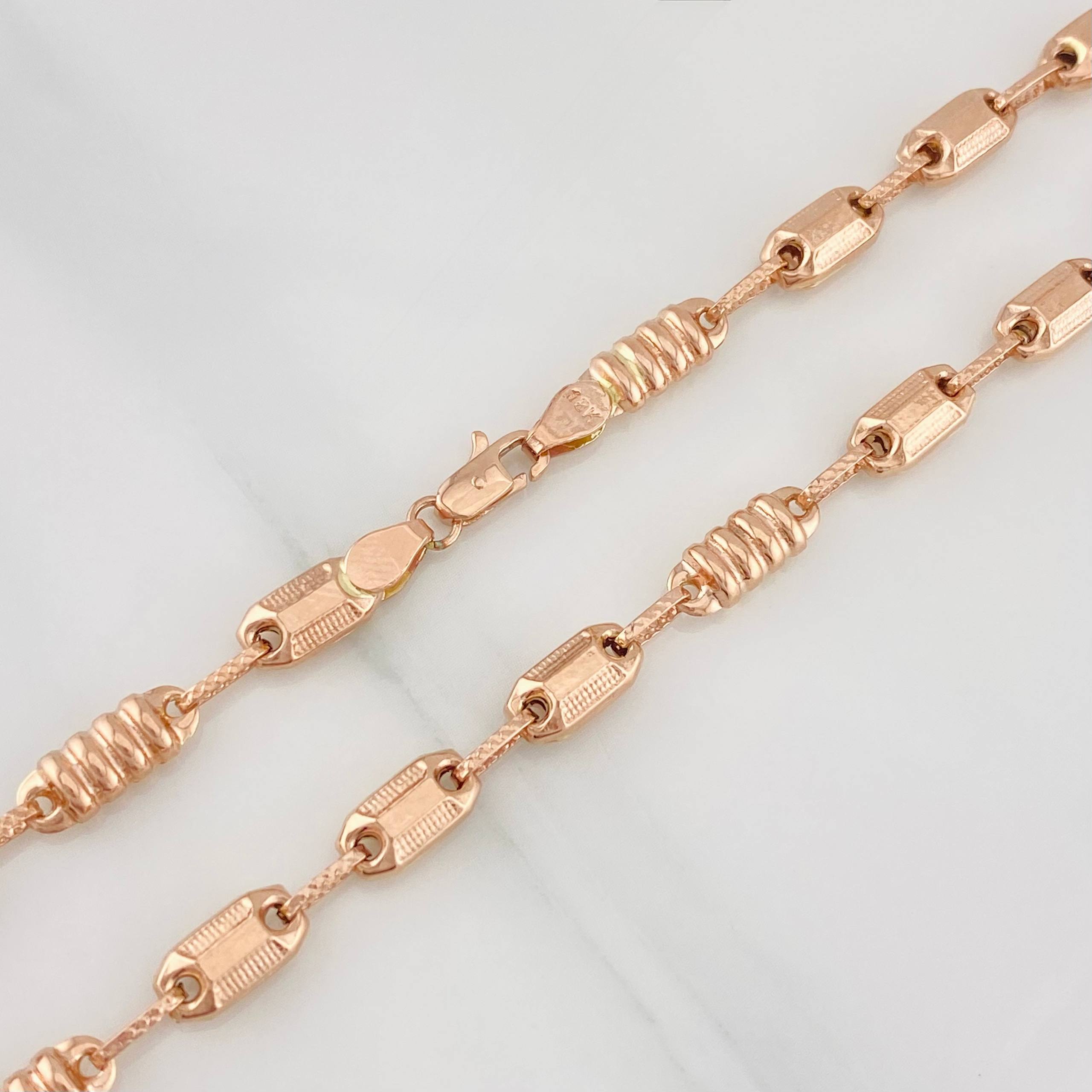 Cadena Rustica Barril 15g / 65cm / 4.8mm Oro Rosa 18K
