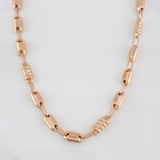 Cadena Rustica Barril 15g / 65cm / 4.8mm Oro Rosa 18K