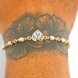 Pulso Corazon Tipo Militar 5.15gr / 15cm / 4mm Tres Oros 18K $