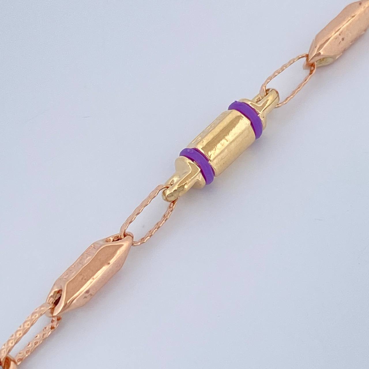 Pulso Rustica Tribal 4gr / 21cm / 4mm Dos Oros Amarillo Rosado 18K $