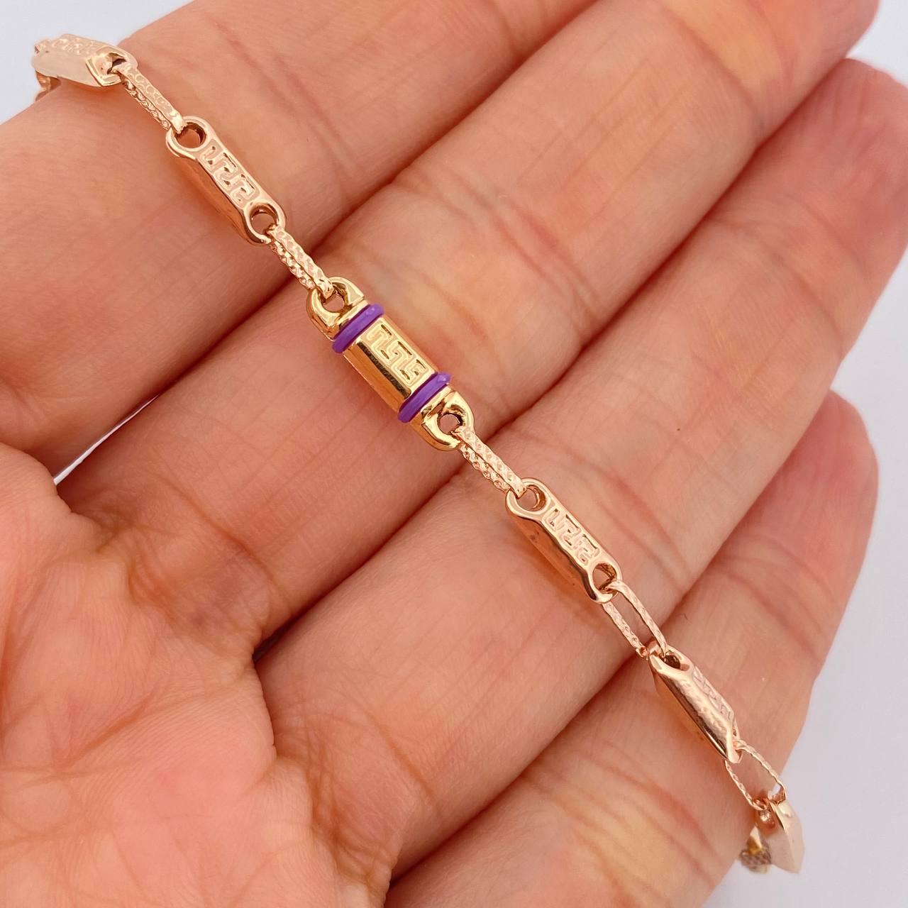 Pulso Rustica Tribal 4gr / 21cm / 4mm Dos Oros Amarillo Rosado 18K $