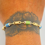 Pulso Rustica Barril 5.4gr / 21.4cm / 4.9mm Dos Oros Amarillo Blanco 18K $