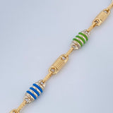 Pulso Rustica Barril 5.4gr / 21.4cm / 4.9mm Dos Oros Amarillo Blanco 18K $