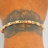 Pulso Rustica Barril Tornillo 4.45gr / 21.3cm / 4mm Dos Oros Amarillo Rosa 18K $