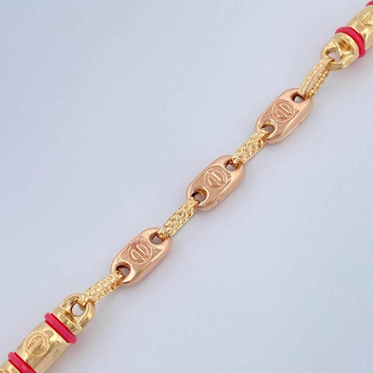 Pulso Rustica Barril Tornillo 4.45gr / 21.3cm / 4mm Dos Oros Amarillo Rosa 18K $