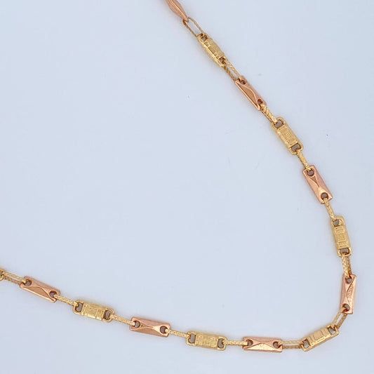 Cadena Rustica Eslabon 10.6gr / 61.8cm / 3.55mm Dos Oros Amarillo Rosa 18K $