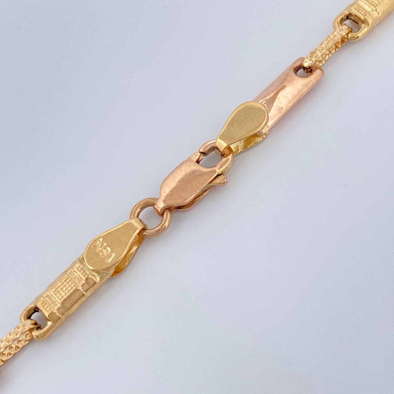 Cadena Rustica Eslabon 10.6gr / 61.8cm / 3.55mm Dos Oros Amarillo Rosa 18K $