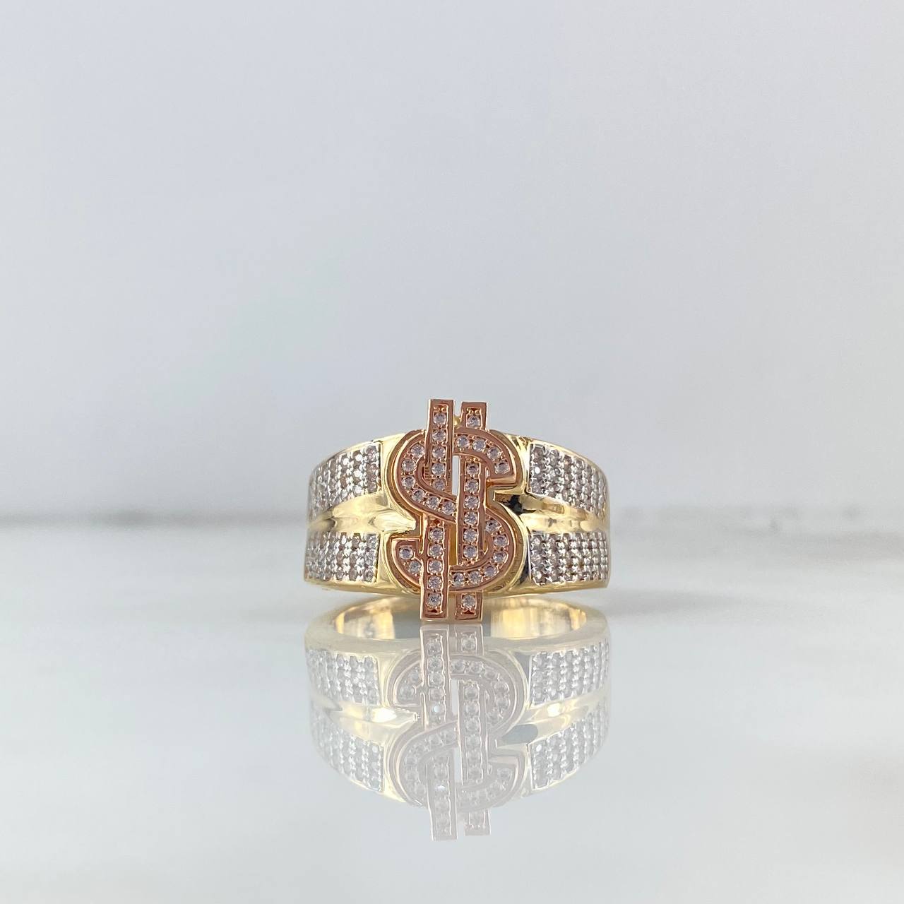 Anillo Signo Dolar 10gr / T11 / Circones Blancos Tres Oros *