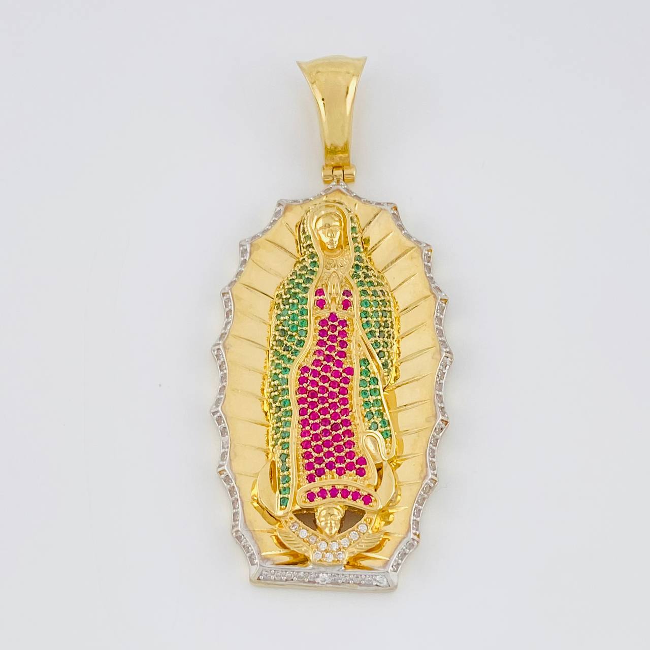 Dije Silueta Virgen Guadalupe 19g / 6.3cm Dos Oros Amarillo Blanco 18K