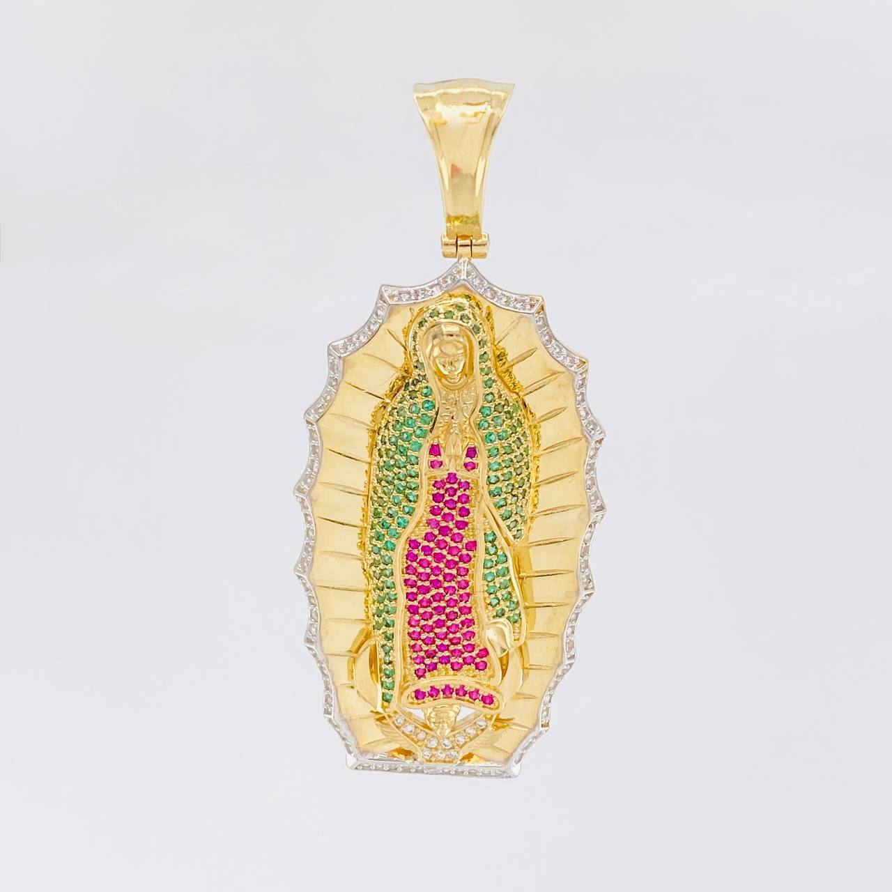 Dije Silueta Virgen Guadalupe 19g / 6.3cm Dos Oros Amarillo Blanco 18K