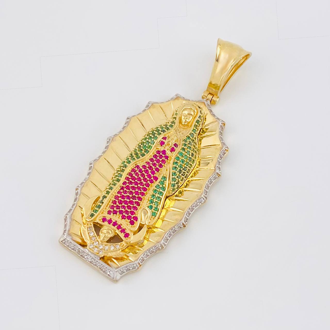 Dije Silueta Virgen Guadalupe 19g / 6.3cm Dos Oros Amarillo Blanco 18K