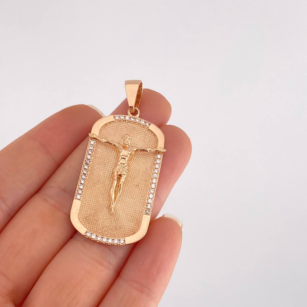 Dije Cristo Placa 10g / 5cm Oro Rosa 18K