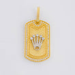 Dije Placa Corona 7.05g / 3.8cm Dos Oros Amarillo Blanco 18K