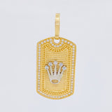 Dije Placa Corona 7.05g / 3.8cm Dos Oros Amarillo Blanco 18K