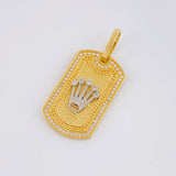 Dije Placa Corona 7.05g / 3.8cm Dos Oros Amarillo Blanco 18K