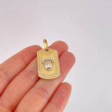 Dije Placa Corona 7.05g / 3.8cm Dos Oros Amarillo Blanco 18K