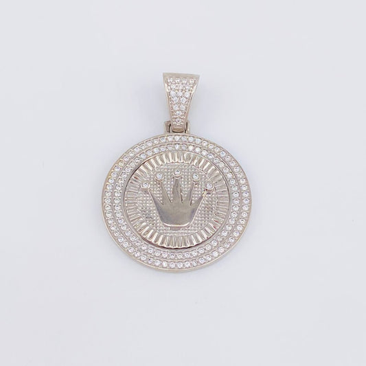 Dije Medalla Corona 6.55g / 3.6cm Oro Blanco 18K