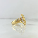 Anillo Virgen de Guadalupe Cruz 3.5gr / T7 1/2 / Ovalada Circones Blancos Dos Oros Amarillo Blanco
