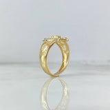 Anillo Virgen de Guadalupe Cruz 3.5gr / T7 1/2 / Ovalada Circones Blancos Dos Oros Amarillo Blanco
