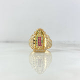 Anillo Virgen de Guadalupe Silueta 7.15gr / T10 3/4 / Circones Blancos Verdes Fucsias Oro Amarillo