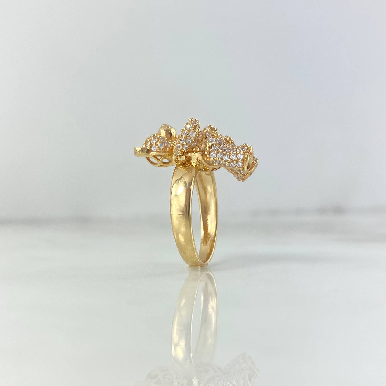 Anillo Oso Articulado 5.7gr / T5 1/4 / Circones Blancos-Fucsias Oro Amarillo *