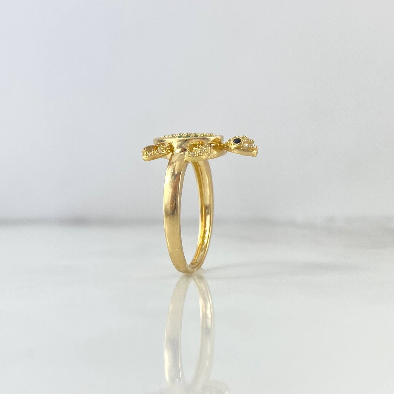 Anillo Tortuga Articulado 2.95gr / T5 / Circones Blancos Verdes Oro Amarillo