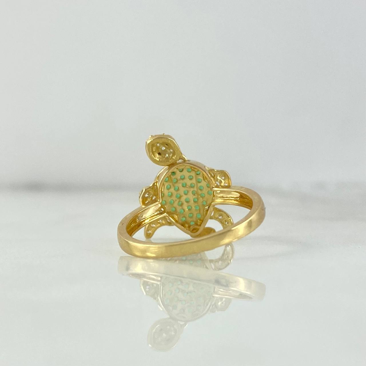 Anillo Tortuga Articulado 2.95gr / T5 / Circones Blancos Verdes Oro Amarillo