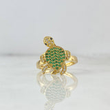 Anillo Tortuga Articulado 2.95gr / T5 / Circones Blancos Verdes Oro Amarillo