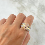 Anillo Signo Dolar 10gr / T11 / Circones Blancos Tres Oros *