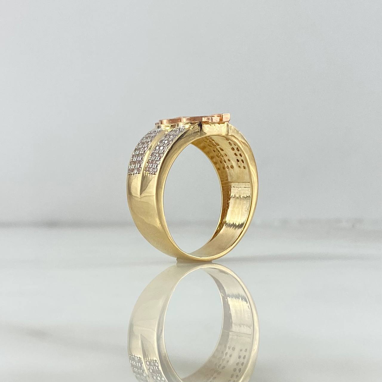 Anillo Signo Dolar 10gr / T11 / Circones Blancos Tres Oros *