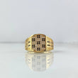 Anillo Ajedrez 7.25gr / T10 1/2 / Circones Blancos-Negros Oro Amarillo *